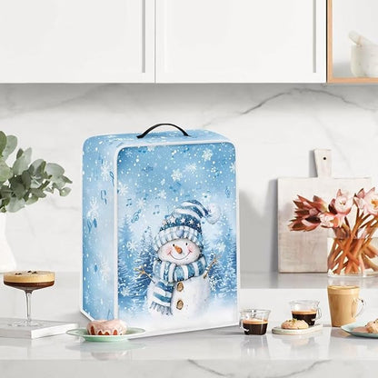 Cute Snowman Coffee Maker Cover Christmas Dustproof Coffee Machine Protection with Handles