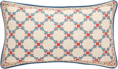 patdrea Designer Throw Pillow Covers,Lumbar Bright Vintage Red Linen with Checkerboard Pattern Pillow Cover,Decorative Rectangle Pillowcases Cushion for Bed Living Room Outdoor,12"x20"