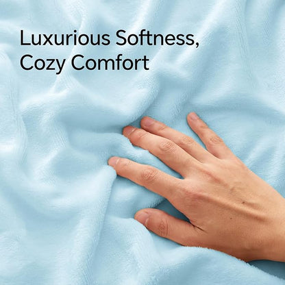 BEDELITE Flannel Pillow Cases Queen Size Set of 2, Super Soft Fleece Pillowcases with Zipper for Bedroom, Sofa, Couch,Luxury Cozy Fuzzy Velvet Pillow Shams for All Seasons(20x30 Inches,Blue)