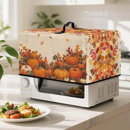 Microwave Oven Dust Cover, Thanksgiving Pumpkin Polyester Dust Cover for Microwave Oven for Most Microwaves Oven Cloth Covers Waterproof Microwaves Dusts Covers Anti-Scratch