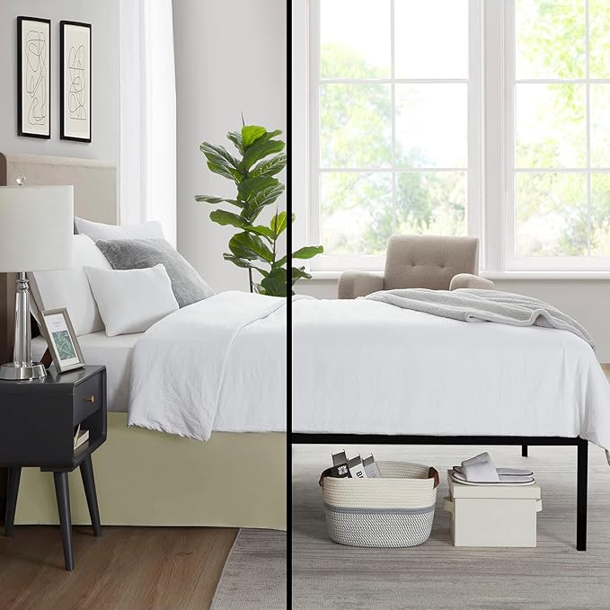 Nestl Green Full Bed Skirt - Full Size Bed Skirt 14 Inch Drop - Brushed Microfiber Bed Skirts - Hotel Quality Pleated Bed Skirt - Shrinkage & Fade Resistant