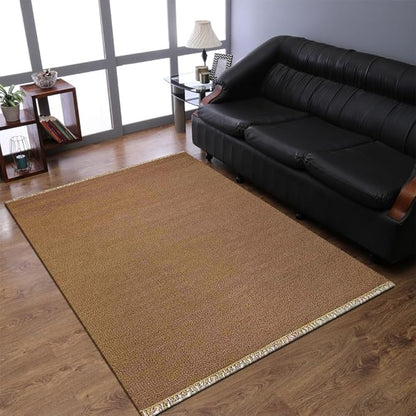 Rugsotic Carpets Hand Woven Flat Weave Kilim Wool 7'x9' Area Rug Solid Cream D00111