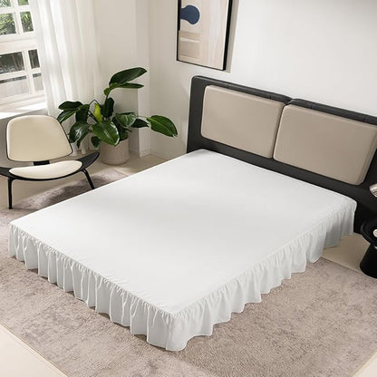 Ivory Bed Skirt King Size Ruffled Bed Skirt with Split Corners, King Bed Skirt 14 Inch Drop, King Size Bed Skirt Ivory for Ruffled Bed Skirt with Split Corners, Bed Skirt King Size