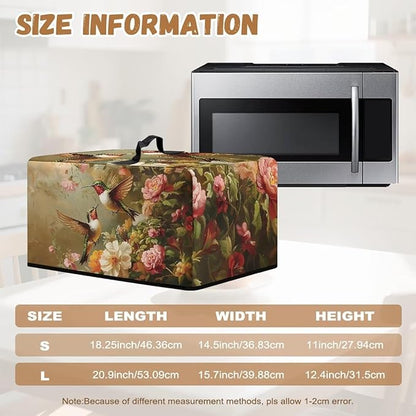 Microwave Oven Dust Cover, Hummingbird Polyester Waterproof Microwave Dust Cover Oil Proof Microwaves Ovens Covers Decorative Kitchen Appliance Covers for Air Fryer Toaster