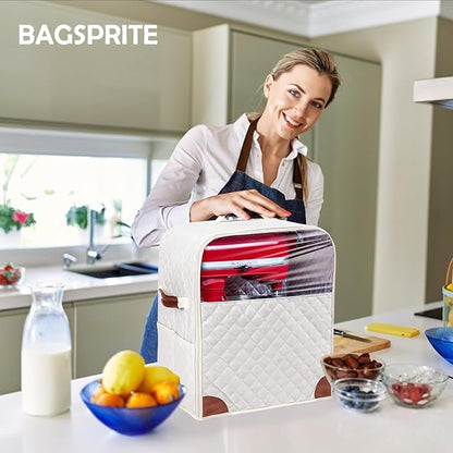 BAGSPRITE Stand Mixer Cover with Appliance Sliders Base Compatible with KitchenAid Mixer-Storage Bag for 4.5/5 Quart with Pockets for Kitchen Aid Accessories and Attachments