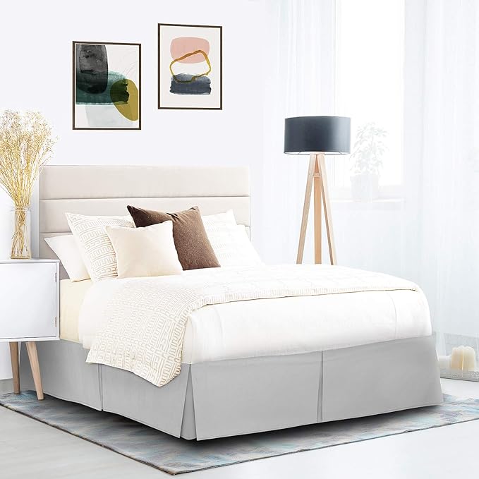 Nestl Silver Full Bed Skirt - Full Size Bed Skirt 14 Inch Drop - Brushed Microfiber Bed Skirts - Hotel Quality Pleated Bed Skirt - Shrinkage & Fade Resistant