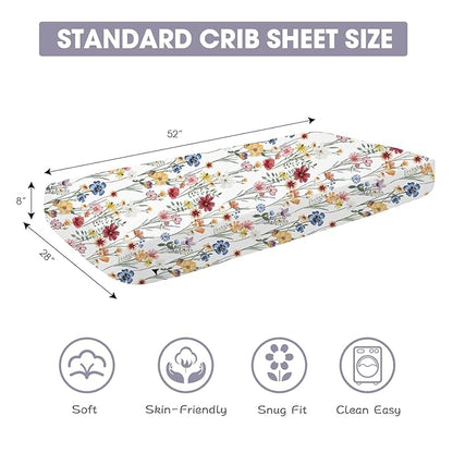 Bimocosy Crib Sheets 4 Pack, Baby Crib Sheets Fitted for Boys and Girls Breathable & Snug Fit, Soft Toddler Bed Sheets for Standard Crib Mattress Nursery Daycare Essentials, Butterfly Meadow