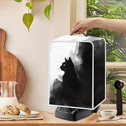 Coffee Maker Cover – Dust Protection Stain Resistant Washable Appliance Cover Kitchen Decoration Gifts For Coffee Lovers Ink-wash Cat Print