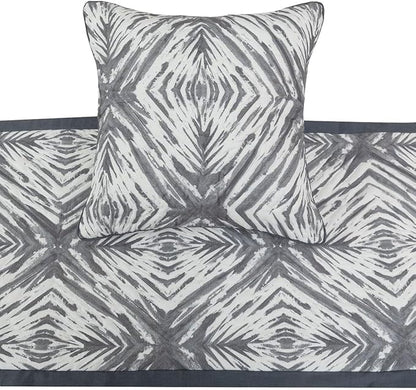 The HomeCentric King/Queen/Twin Grey & White Designer Twin 53"x18" Bed Runner Without Pillow Cover, Quilted Bed Scarf on Cotton Fabric - Grey Semblance