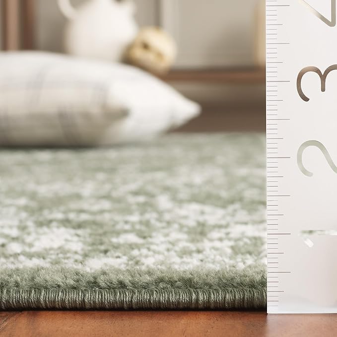 SAFAVIEH Adirondack Collection Area Rug - 6' Square, Dark Green & Ivory, Distressed Vintage Floral Design, Non-Shedding & Easy to Clean, Ideal for Living Room, Bedroom, Dining Space (ADR109Y)