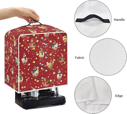 Christmas Rooster Coffee Maker Cover Protector for Small Appliance Decor Kitchen Dustproof Mixer Protection
