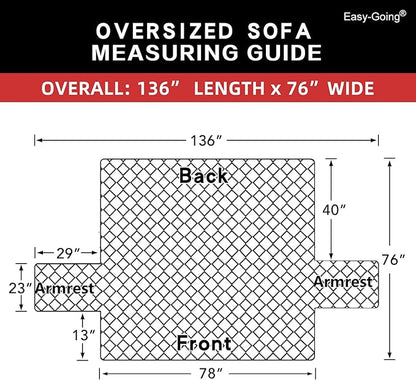 Easy-Going Reversible Oversized Couch Cover for 3 Cushion Couch Sofa Cover for Dogs Water Resistant Furniture Protector Cover with Foam Sticks for Pet (Oversized Sofa, Brown/Brown)