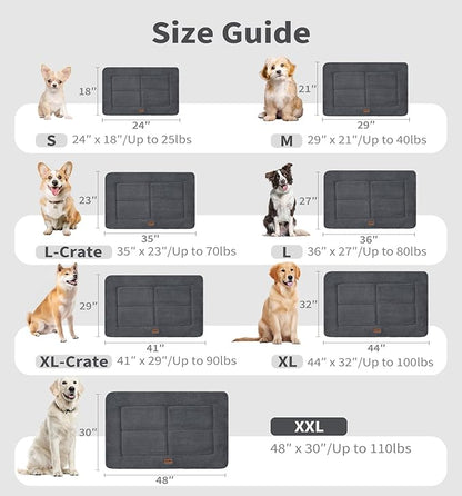 MADE 4 PETS Dog Crate Pad Bed for Small Dogs, Washable & Reversible, Anti-Slip Kennel Mat for Cozy Sleeping, Soft Fluffy Dog Bed for Indoor & Outdoor Use, 24"x18", Dark Gray