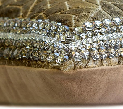 The HomeCentric King/Queen/Twin Brown Decorative Bed Runner Queen 74"x18" Bed Runner Without Pillow Cover, Border, Crystal, Cut Velvet, Mosiac Pattern Bed Scarf on Velvet Fabric - Velvet Fusion