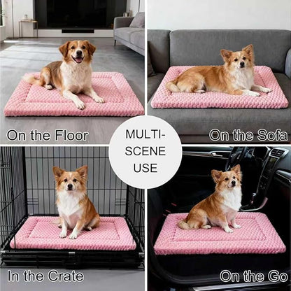 Dog Bed Mat, Reversible Dog Crate Pad - Washable Kennel Mat with Soft Support Foam, Flat Kennel Pad for Dogs & Cats, Double Pet Bed Perfect for Cage (Pink, 30" L x 20" W x 0.8" Th)