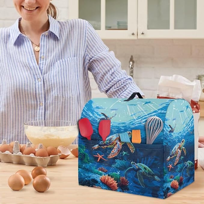 Sea Turtle Mixer Cover 6-8 Qt Stand Mixer Kitchen Aid Covers Counter Food Processor Covers Dust Protection Stand Coffee Maker Home Kitchen Appliance Decor