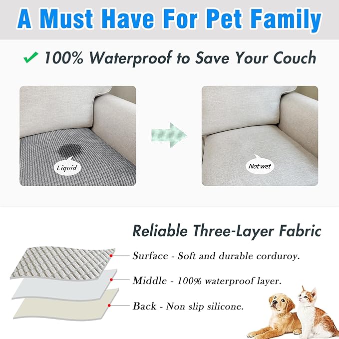Couch Arm Covers, Sofa Arm Covers, Waterproof Armrest Cover for Sofa, Armchair, Loveseat, Headrest Cover, Non-Slip Recliner Arm Cover, Arm Chair Covers Set of 2 (Gray, 23"×19")