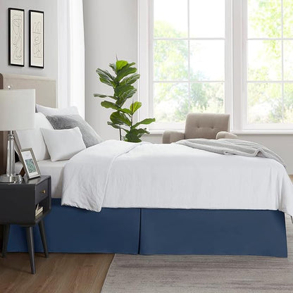 Nestl Navy Blue Full Bed Skirt - Full Size Bed Skirt 14 Inch Drop - Brushed Microfiber Bed Skirts - Hotel Quality Pleated Bed Skirt - Shrinkage & Fade Resistant