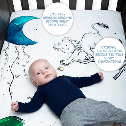 JumpOff Jo - Fitted Crib Sheet, Super Soft Breathable 100% Cotton Baby Crib Sheet for Standard Crib Mattresses and Toddler Beds, 28 in. x 52 in. - Lionhearted