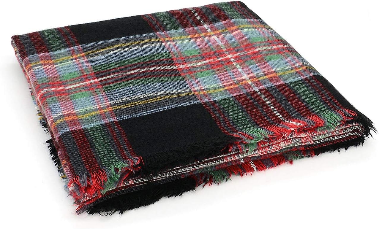 American Trends Women's Cozy Warm Winter Fall Blanket Scarf Stylish Soft Chunky Checked Giant Scarves Shawls