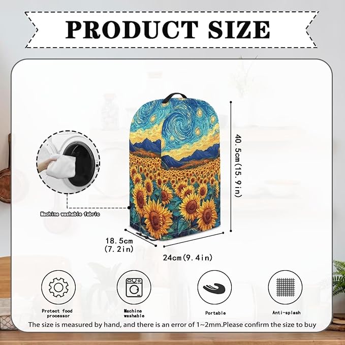 Sunflower Pattern Blender Covers for Kitchen Food Processor Cover with Durable Handle, Dust Covers for Kitchen Appliances Stand Mixer or Coffee Maker Appliance Cover