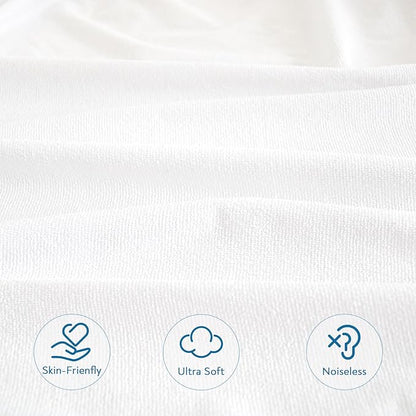 Full Extra Long (XL) Mattress Protector 100% Waterproof Full XL Sheets Fitted up to 14'' Depth Ultra Soft Terry Full XL Mattress Topper Cover Noiseless & Breathable, Machine Washable