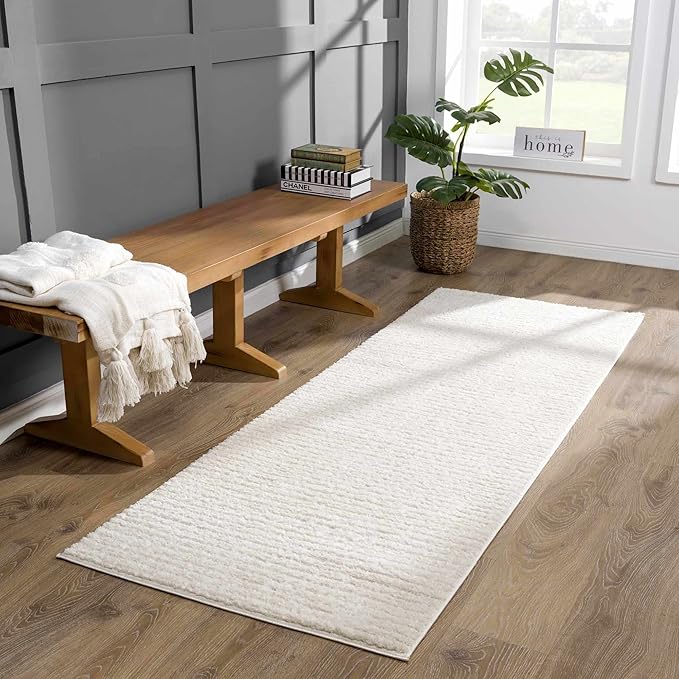 Hauteloom Keita Living Room, Bedroom Area Rug - Contemporary - High Pile - Bone - 9'2" x 12'