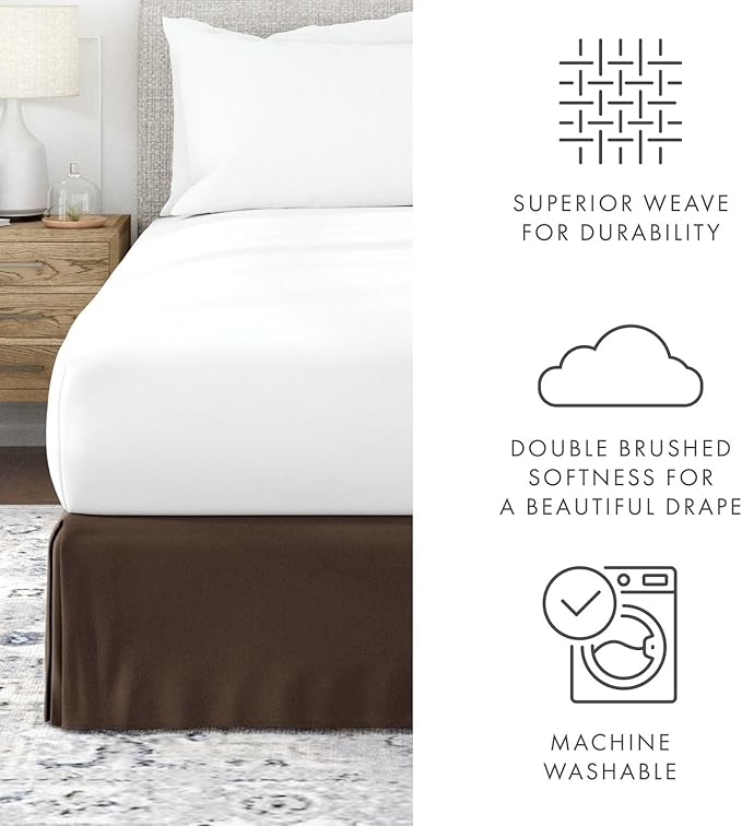 Linen Market Bed Skirt - Ultra Soft Microfiber - Easy Fit with 14 Inch Tailored Drop - Hotel Quality, Shrinkage & Fade Resistant - Bed Cover - Twin XL Bed Skirts - Bedroom Décor - (Twin XL, Chocolate)