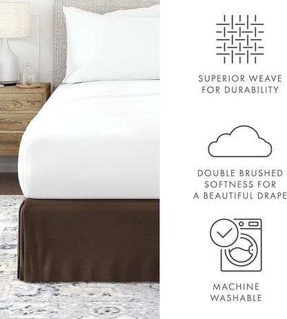 Linen Market Bed Skirt - Ultra Soft Microfiber - Easy Fit with 14 Inch Tailored Drop - Hotel Quality, Shrinkage & Fade Resistant - Bed Cover - Twin XL Bed Skirts - Bedroom Décor - (Twin XL, Chocolate)