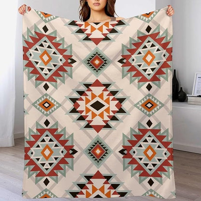 Southwest Style Blanket, Boho Geometric Print Throw Blanket Tribal Aztec Blanket for Couch Bed Sofa Cover Throw Home DéCor 60"x80"