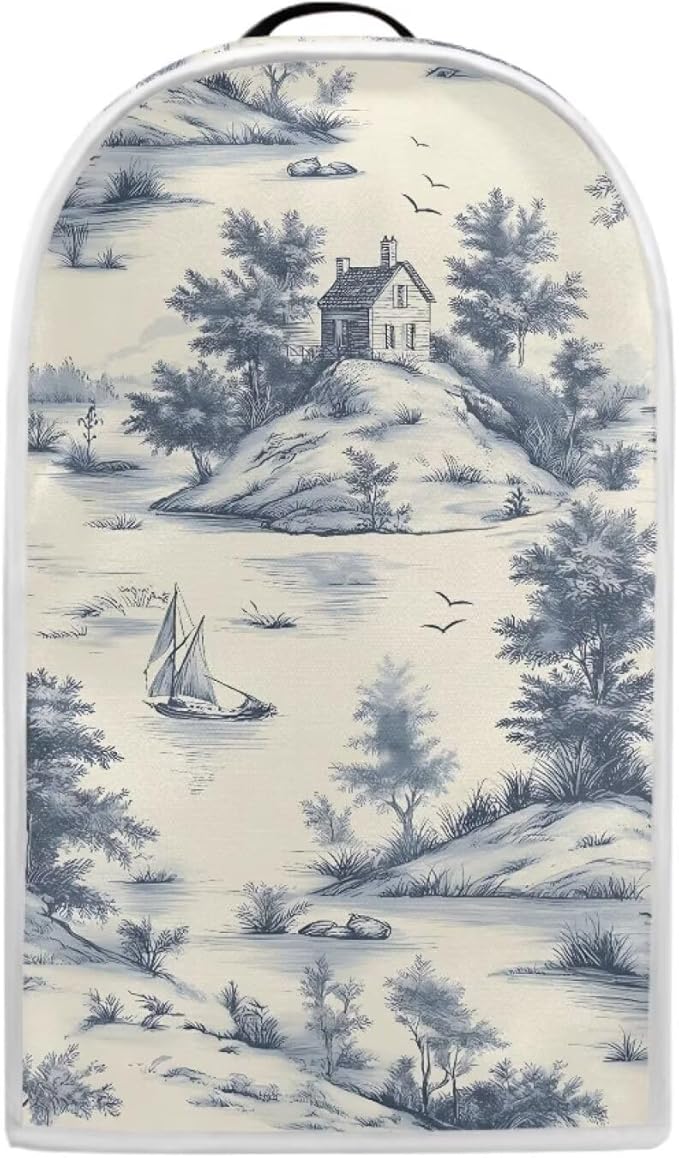 Talayituse Toile De Jouy House Print Blender Dust Cover, Fingerprint Protection Cover for Stand Mixer or Coffee Machine, Home Kitchen Appliance Covers for Stain Dust Resistant Supplies