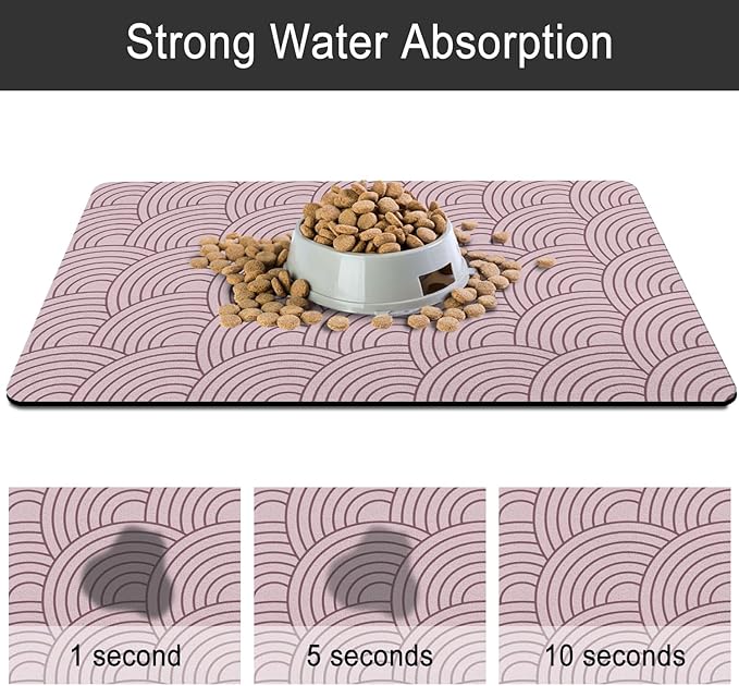 Dog Food Mat for Floors, Absorbent and Quick-Drying Pet Cat Food Mat,Anti-Fouling and Easy-to-Clean Pet Feeding Mat,Dog Bowl Mats for Messy Drinking Water Bowls.17x32inch Boho Style