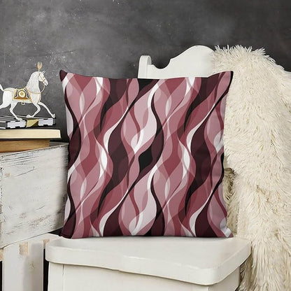 Burgundy Throw Pillow Covers Modern Abstract Ombre Burgundy Striped Decorations for Bedroom Living Room Farmhouse Sofa Pillows Bed Couch 12x12 Inch