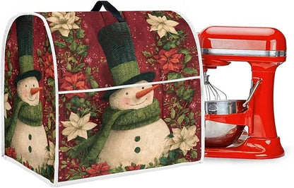 Christmas Mixer Cover Compatible for 4.5-5 Quart Kitchen Mixer Snowman Kitchen Appliance Dust Cover with Top Handle and Accessories Pocket Christmas Decoration