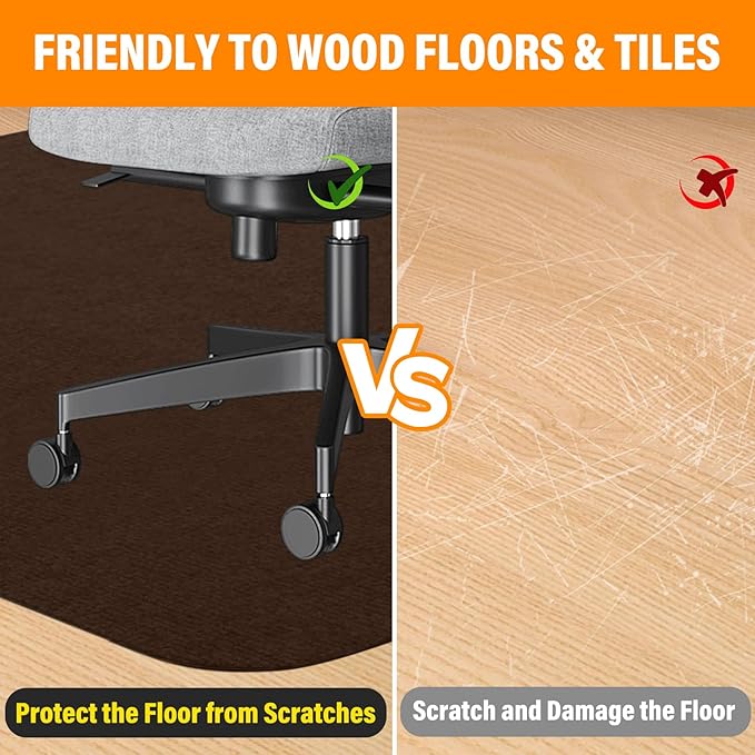 Office Chair mat for Hardwood Floor,55"x35" Anti-Slip Floor Protector for Home Office,Under Desk Mat,Computer Chair mat for Rolling Chairs Charcoal Coffce