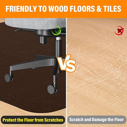 Office Chair mat for Hardwood Floor,55"x35" Anti-Slip Floor Protector for Home Office,Under Desk Mat,Computer Chair mat for Rolling Chairs Charcoal Coffce