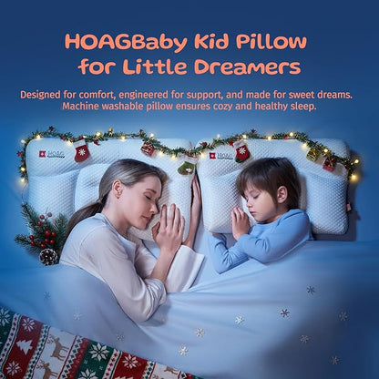 Toddler Pillow with Pillowcase, Breathable & Cozy Machine Washable Kids Pillow with Pillowcase, 21.6x13.8 Ergonomic Children Pillow for Boys and Girls Aged 3-8 (Blue, Height 2)