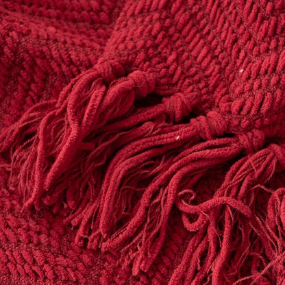 BATTILO HOME Red Throw Blanket for Couch, Knit Christmas Throw Blanket for Home Decor, Super Soft Cozy Warm Red Christmas Blanket for Winter, 50" x 60"