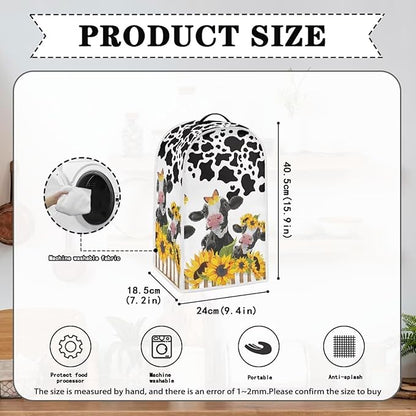 Sunflower Animal Cow Print Blender Dust Covers for Kitchen Counter,Juicer Cover Storage Pouch Cooker Mixer Covers Sleeve Coffee Maker Appliance Cover Food Processor Dust Cover
