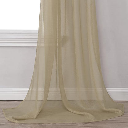 DONREN Taupe Window Scarf for Background - Luxury Soft Sheer Scarf Add to Window Curtains for Enhanced Effect (34 by 216 Inch,1 Pack)