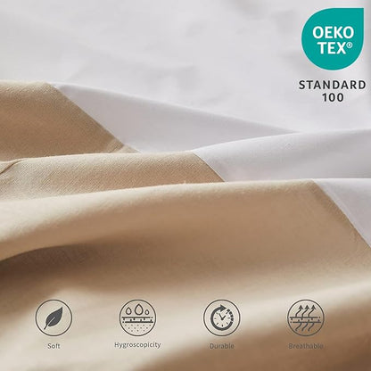 BISELINA French Linen Bed Skirt Split Corner with Button 14-Inch Tailored Drop Natural Flax Cotton Blend Basic Dust Ruffle Soft Cozy (14" Queen,Button Linen)