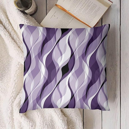 Purple Throw Pillow Covers Modern Abstract Purple and Grey Striped Decorations for Bedroom Living Room Farmhouse Sofa Pillows Bed Couch 16x16 Inch