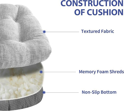 Chair Cushions for Dining Chairs Set of 6, Kitchen Chair Cushions, Chair Pads with Ties and Non Slip Backing, Tufted Memory Foam Seat Cushion 6 Pack, 15.5" x 15.5" x 4", Light Gray