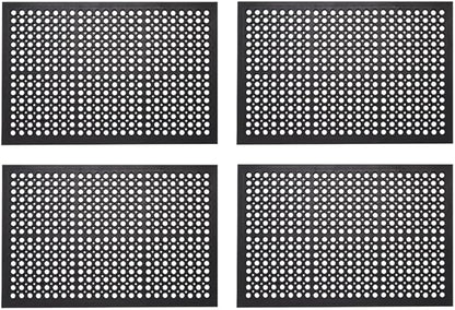 Envelor 4-Pack Anti Fatigue Rubber Floor Mat - Non-Slip Restaurant Mat with Drainage - 24 x 36 Inches