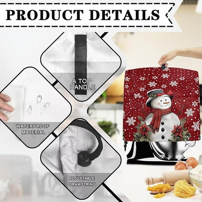 Stand Mixer Cover Dust Covers for 4.5qt-5qt Stand Mixer Protector Compatible with 4.5-5 Quart Kitchen Aid Mixer Christmas Xmas Snowman Snowflake Print