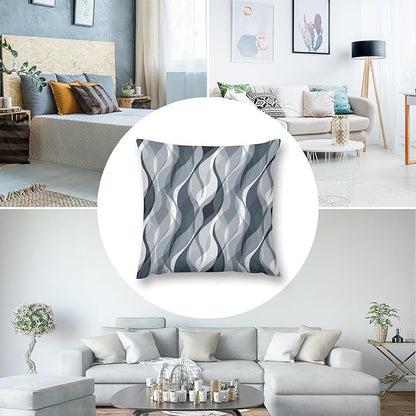 Blue Throw Pillow Covers Modern Abstract Blue and Grey Striped Decorations for Bedroom Living Room Farmhouse Sofa Pillows Bed Couch 20x20 Inch
