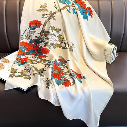 Fashion Scarves Scarf 100% Silk Feeling Scarf Silk Like Scarves Long Lightweight Sunscreen Shawls for Women