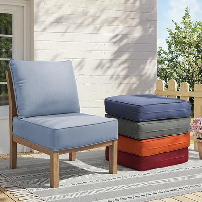 Outdoor Cushion Set for Furniture Patio Furniture, UV Resistant, Water Resistant - 6 Inch Thick Foam Garden Cushions– 22x24 Inch Patio Seat Covers for Chair/Sofa/Couch | Baby Blue | 2-Pack |