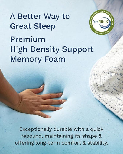 ViscoSoft 3 Inch Memory Foam Mattress Topper Full XL - Select High Density Ventilated Extra Long Mattress Pad - Premium Removable Rayon Cover