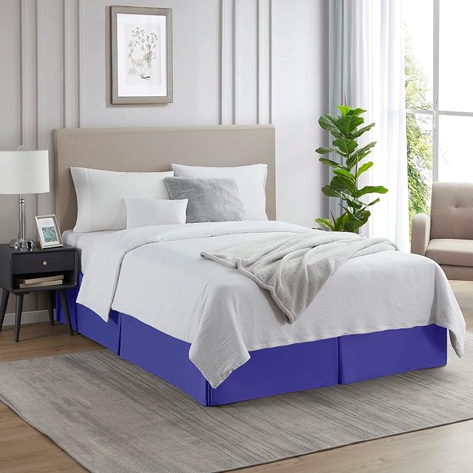 Nestl Royal Blue Full XL Bed Skirt - Full XL Size Bed Skirt 14 Inch Drop - Brushed Microfiber Bed Skirts - Hotel Quality Pleated Bed Skirt - Shrinkage & Fade Resistant